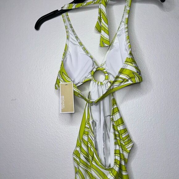 MICHAEL MICHAEL KORS Women's Printed O-Ring Cutout One-Piece Swimsuit Size 6 - Picture 10 of 11